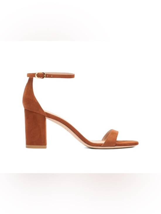 Stuart Weitzman Shoes - Stuart Weitzman Suede Ankle Strap Block Heel Sandals Brown Carmel Brown size 7.5
